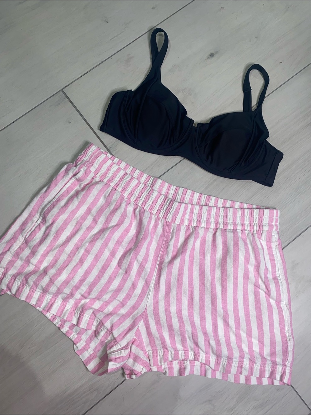 Old Navy Pink and White Striped Cotton Shorts
